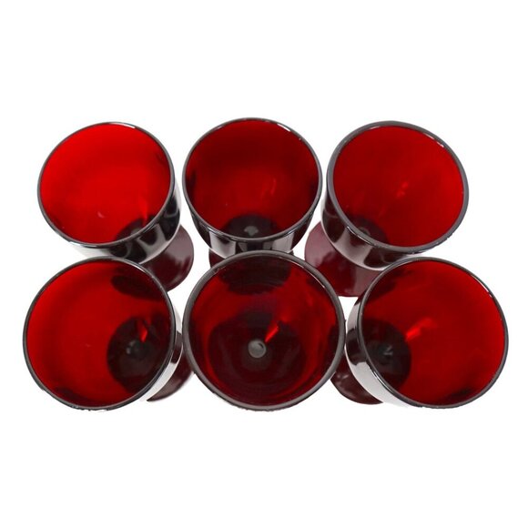 4 Royal Ruby Glasses Glass Stemware 1950's Vintage Anchor Hocking Barware - Picture 3 of 5